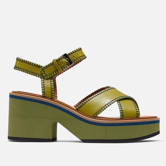CLERGERIE - PARIS 'CHARLINE' Aloe Green Wedge Sandals - $625 BNIB - SAVE 66%